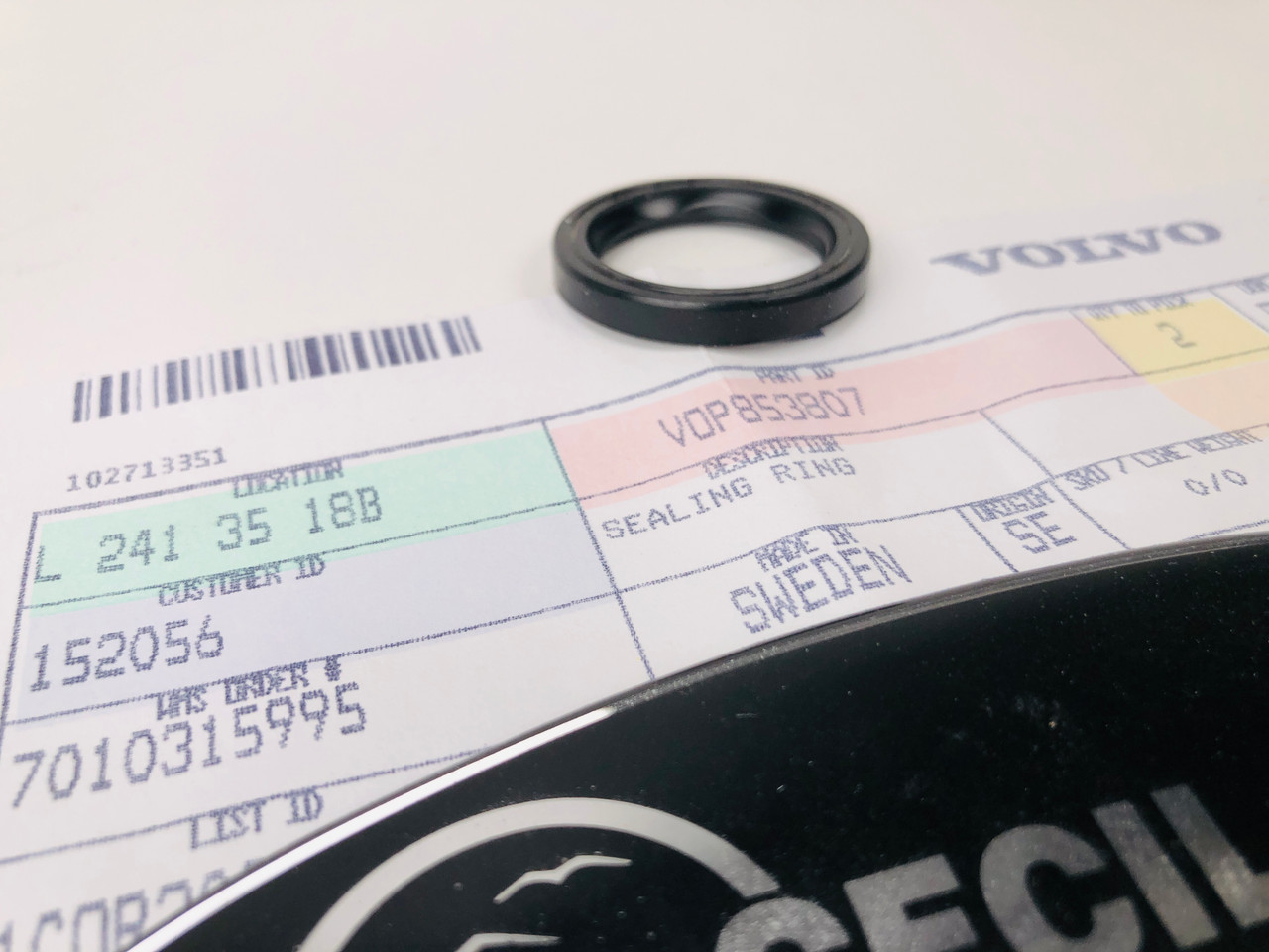 $21.99* GENUINE VOLVO SEALING RING 853807  *In Stock & Ready To Ship!