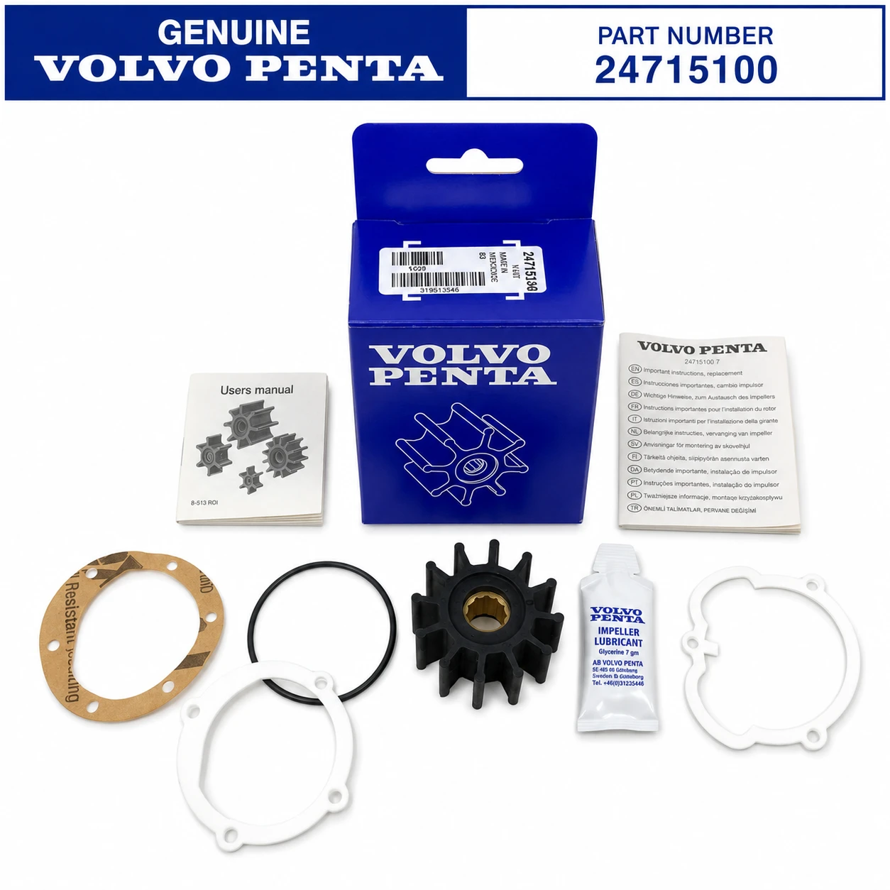 $64.99* GENUINE VOLVO no tax* IMPELLER REPAIR KIT (Volvo's previous part numbers were 3850107, 3862281 & 21951346)  24715100 *In Stock & Ready To Ship!