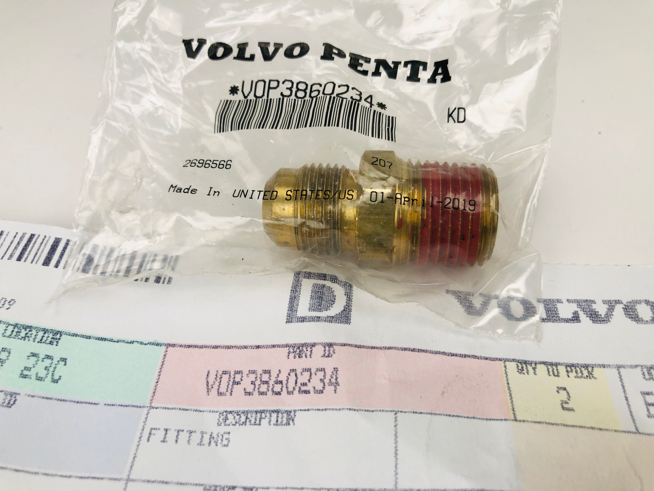 $29.99* GENUINE VOLVO no tax* FITTING 3860234  *In Stock & Ready To Ship!