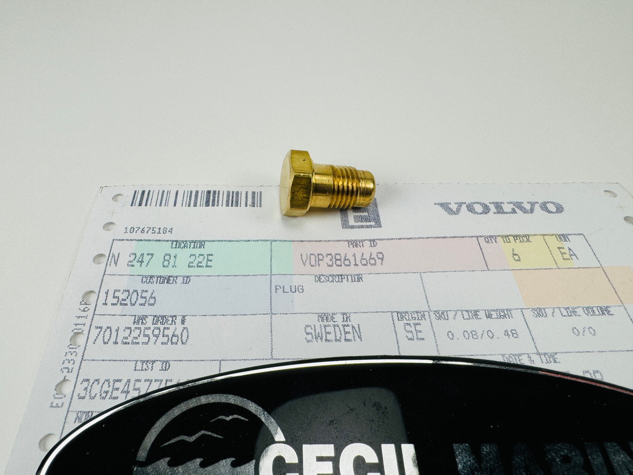 $29.99* GENUINE VOLVO no tax* BRASS PLUG 3861669 *In Stock & Ready