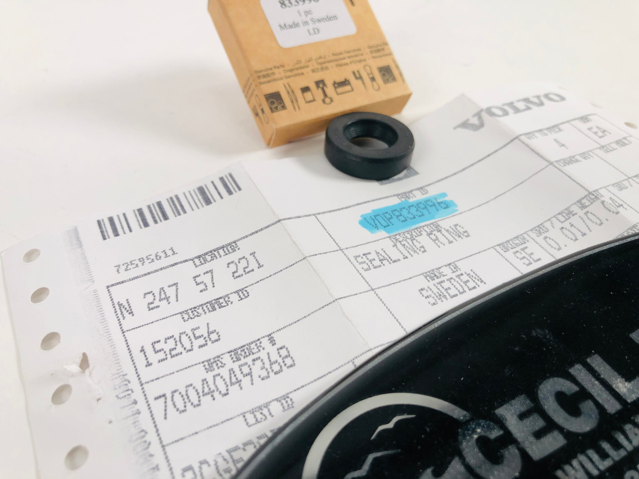 $24.99* GENUINE VOLVO no tax* SEALING RING 833996 *In Stock & Ready To Ship!