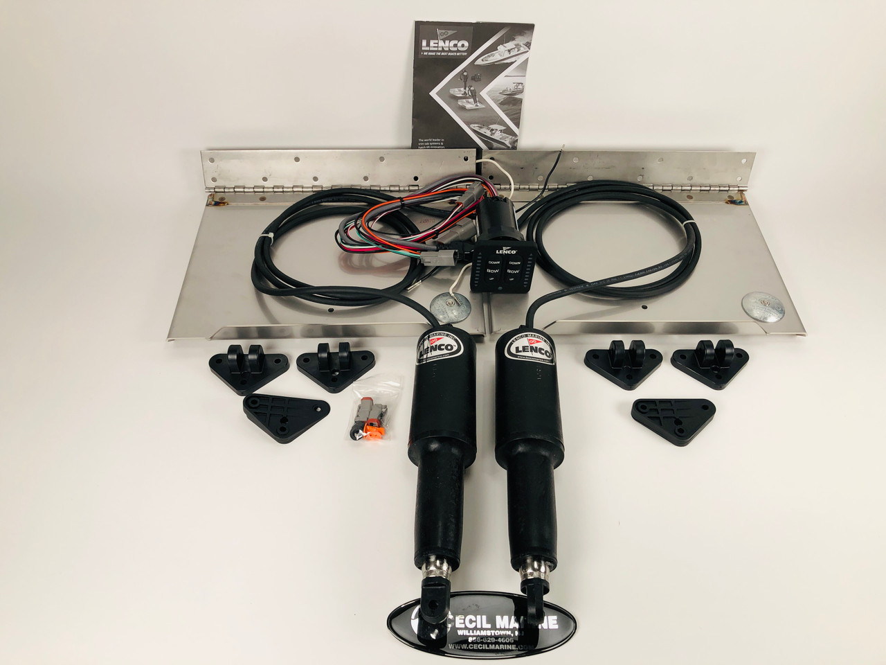 PARKER TRIM TAB SET INCLUDES (2) TABS 10 X 14, (2) LENCO ACTUATORS & (1) CONTROLER  WITH LED INDICATORS