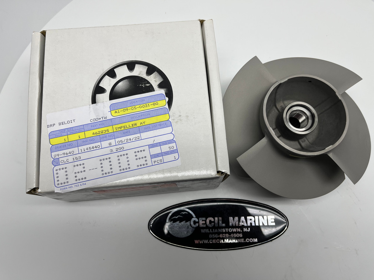 $399.99* GENUINE BRP no tax* STARBOARD IMPELLER 200 HP. 21 TO 23FT. & 24 TO 25 FT. 0462235 (BRP's old part # was 461139) *In Stock & Ready To Ship!