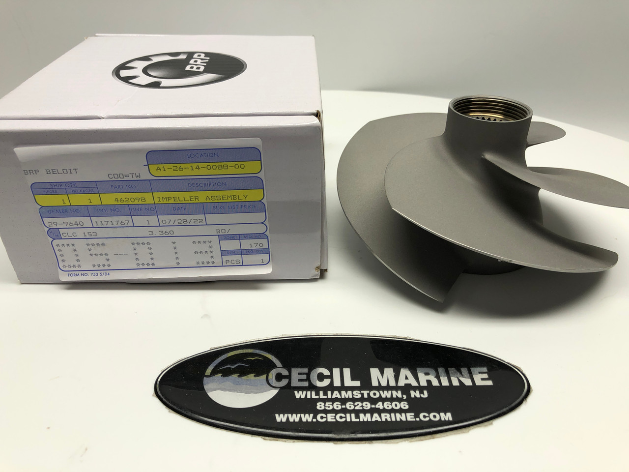 $399.99* GENUINE BRP no tax* IMPELLER STARBOARD ( DRIVER) 250 HP. 24 TO 25FT.  BOAT 0462098 (BRP's old part number was 0461162 ) *In Stock & Ready To Ship!
