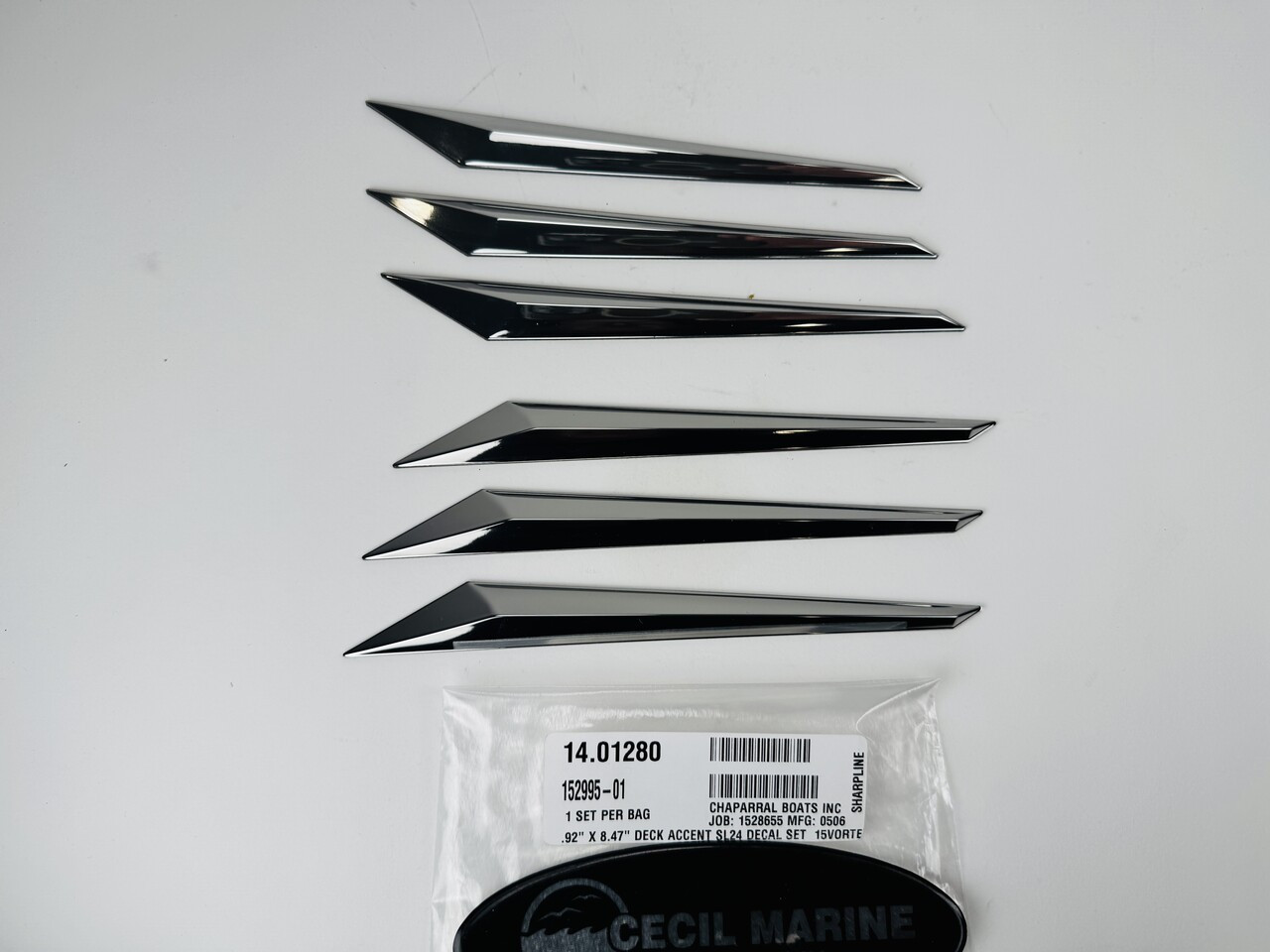 VORTEX GRAPHIC SET - DECK ACCENT - CHROME 14.01280 (Each accent is 8 1/2" long) Only sold as a set