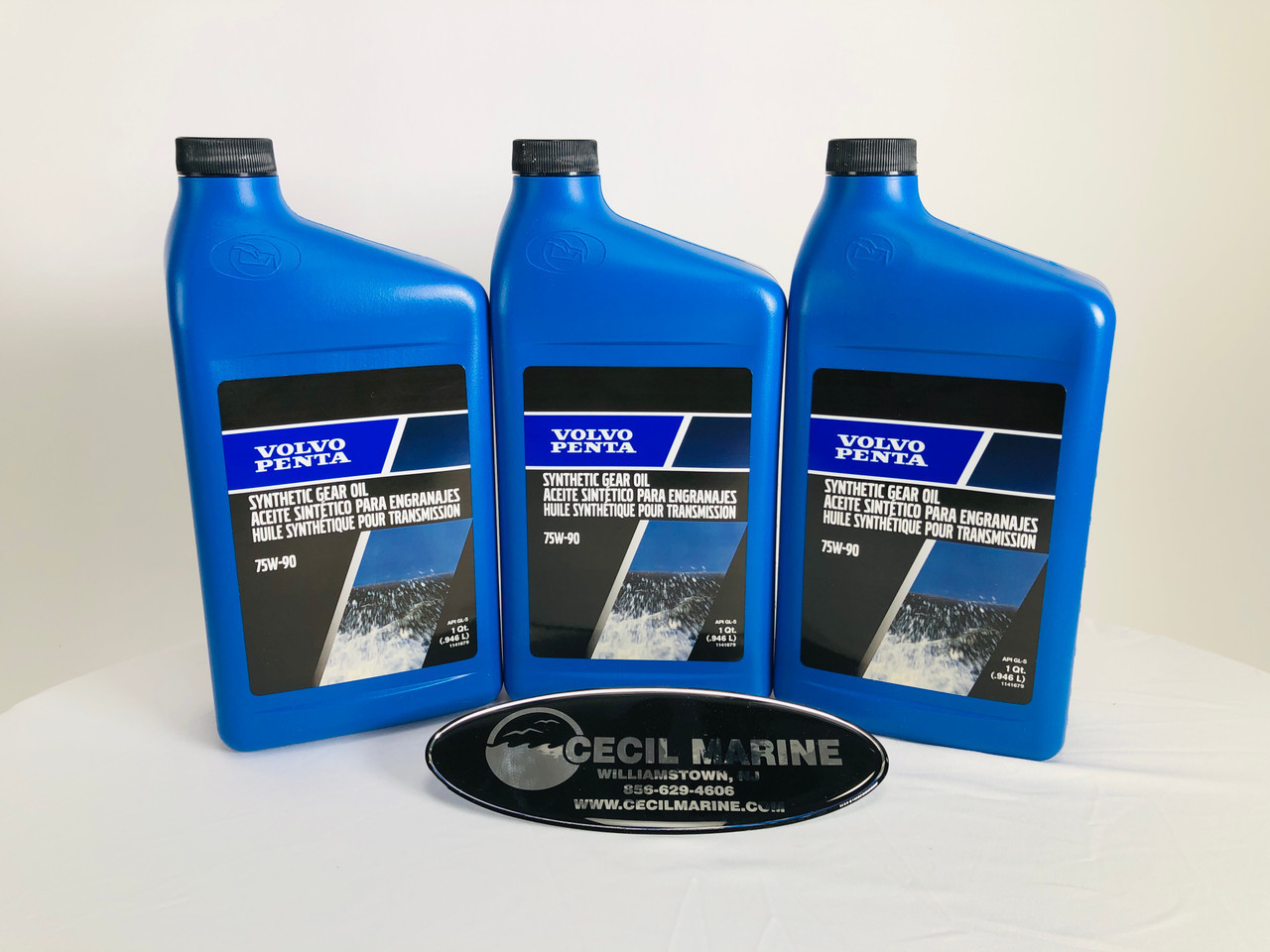 $85.99* (3) GENUINE VOLVO PENTA no tax* 75W - 90 SYNTHETIC OUTDRIVE OIL QUART 1141679  *In Stock & Ready To Ship!
