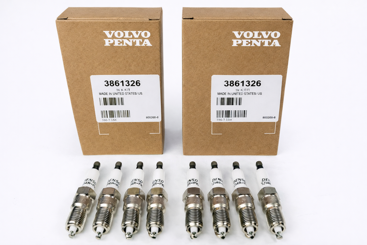 $91.99* VOLVO no tax* ( 8.1 ) 2 PACKS OF 4 SPARK PLUG KIT 3861326  Please note that these spark plugs come directly from Volvo. In many instances, Volvo uses Denso spark plugs*In Stock & Ready To Ship!