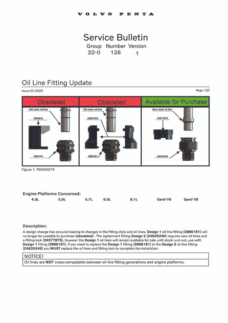 $169.99* GENUINE VOLVO no tax* OIL LINE 24508220 *Special order