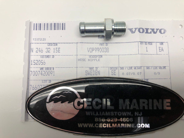 $49.88* GENUINE VOLVO no tax* HOSE NIPPLE 990038 *Special Order 10