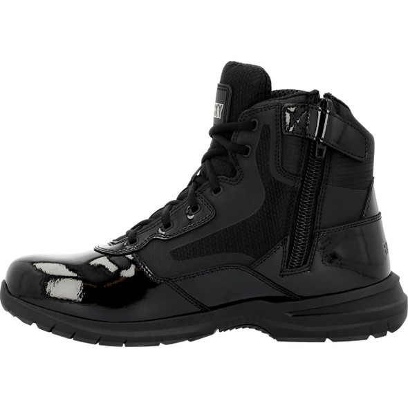 Rocky Men's RKD0105 Cadet 6" Black Side Zip High Gloss Public Service Boot