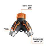 CONECTOR Y 3/4 metalica con recubrimiento  PARA MANGUERA (AD-2R)