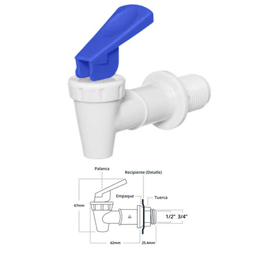 LLAVE DESPACHADOR AGUA BLANCA PALANCA AZUL 3/4 AFR3 LLAVE DESPACHADOR AGUA BLANCA PALANCA AZUL 3/4 AFR3