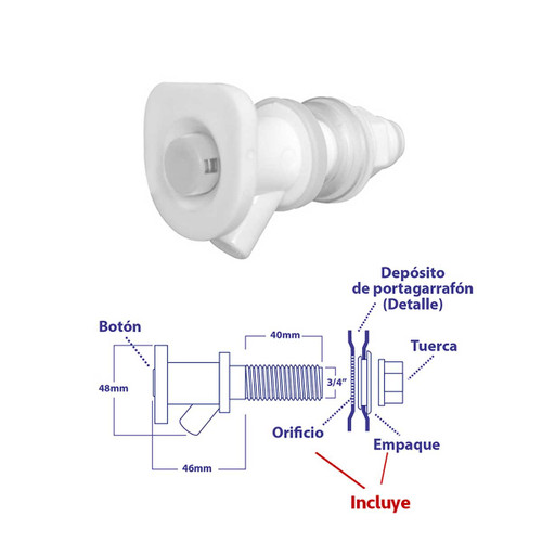 LLAVE BLANCA BOTON FRONTAL TERMOS C. LARGA