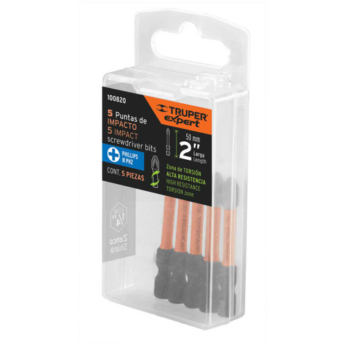 tuche con 5 puntas de cruz PH2 de impacto largo 2", Expert tuche con 5 puntas de cruz PH2 de impacto largo 2", Expert
