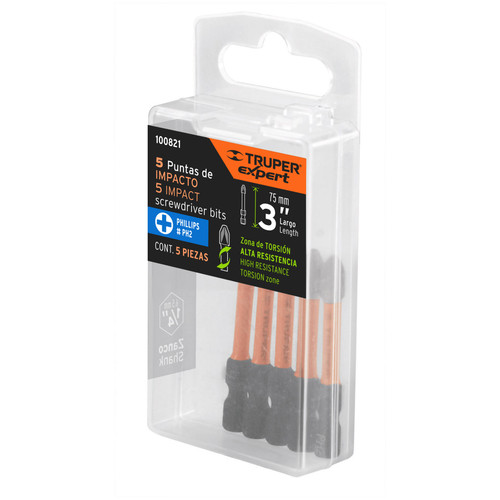 tuche con 5 puntas de cruz PH2 de impacto largo 3", Expert