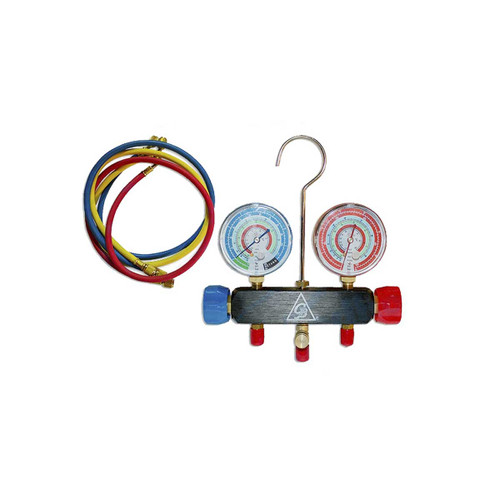 JGO MANOMETRO CUERPO ALUMINIO CON MIRILLA R12,R404A,R22,R134A JGO MANOMETRO CUERPO ALUMINIO CON MIRILLA R12,R404A,R22,R134A