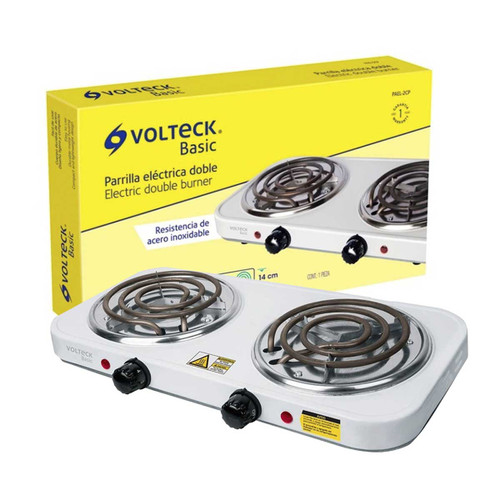 Parrilla electrica 2 quemadores, rectangular, Volteck Basic 23032 Parrilla electrica 2 quemadores, rectangular, Volteck Basic 23032
