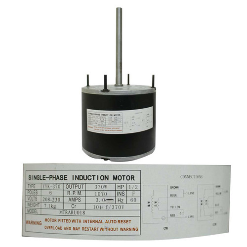 MOTOR CONDENSADOR 1/2HP 1075RPM 3AMP 208-230V 10uF MOTOR CONDENSADOR 1/2HP 1075RPM 3AMP 208-230V 10uF