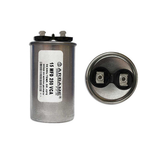 CAPACITOR TRABAJO 15 MF REDONDO ALUMINIO 250 VCA CAPACITOR TRABAJO 15 MF REDONDO ALUMINIO 250 VCA