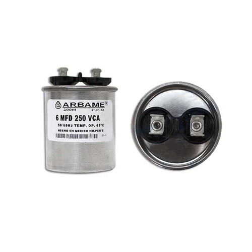 CAPACITOR TRABAJO 6 MF REDONDO ALUMINIO 250 VAC 4.4 CM D/DIAMETRO