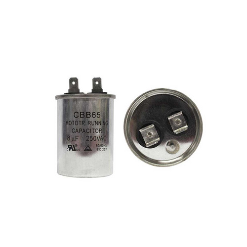 CAPACITOR TRABAJO 8 MF REDONDO ALUMINIO 250 VAC 4 cm (dia)