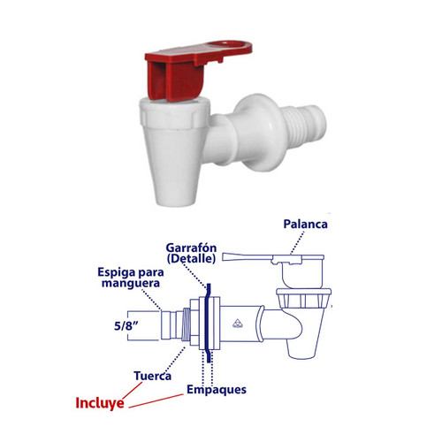 LLAVE DESPACHADOR AGUA BLANCA PALANCA ROJA ESPIGA 5/8 AFR6 LLAVE DESPACHADOR AGUA BLANCA PALANCA ROJA ESPIGA 5/8 AFR6