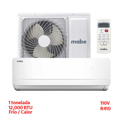 MINISPLIT 1 TON 110V  FRÍO/CALOR BLANCO  R410 MABE AUX BLUE FIN