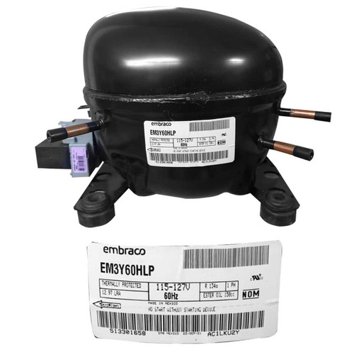 COMPRESOR 1/5 1/4L R134A 127V 60 HZ ALTA EFICIENCIA COMPATIBLE CON EMYS60HEP EGD60HLC W10605286 W10445423 W1088990 LU66XZ1 EM3Y70HLP EM2Y60HLP EM3U60HLP EM3C60HLT EMR70HLR EMY70HSC EM2U60HLP EMY60HSC