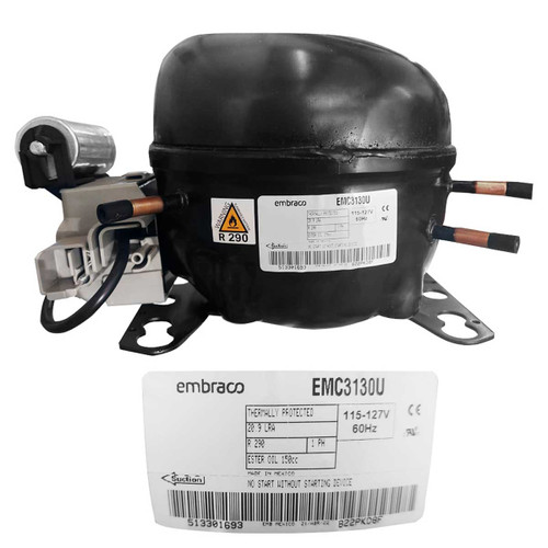 COMPRESOR 1/3+ HP R290 115-127V 60Hz BAJA PRESION DE RETORNO EMBRACO