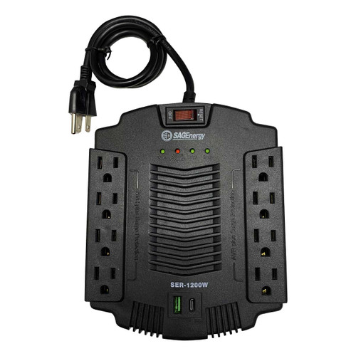 REGULADOR DE VOLTAJE iNTELIGENTE MULTICONTACO 8 BAHIAS CO PUERTOS USB Y T C SUPRESOR/REGULADOR/DELAY  6/10/30  SEGUNDOS  1200WATTS   REDELAY1500R-XPERT