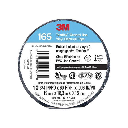 CINTA AISLANTE 3M NEGRA PVC TEMFLEX 1600  .019 X 18M 3M (111536)