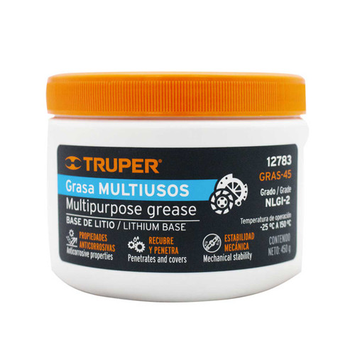 Grasa de jabón base litio para chasis, 450 g, Truper GRAS-45 (12783)