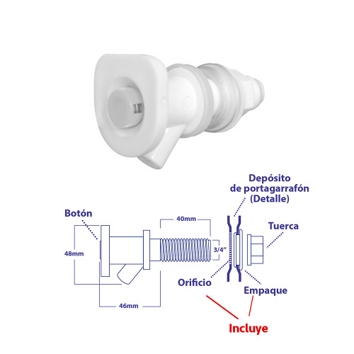 LLAVE BLANCA BOTON FRONTAL TERMOS C. LARGA (4740-2)