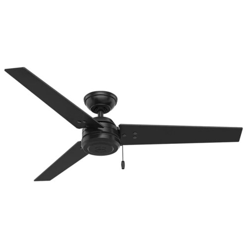 Ventilador de Techo HUNTER Cassius NEGRO MATE  52" 3 Aspas Cadena para ajuste de velocidades Motor WhisperWind® reversibles tubos de extensión de 3 y 5 pulgada CFM (en velocidad alta):4,397 CFM  4.4 (59264)