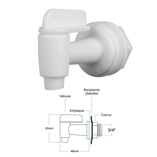 LLAVE DEPACHADOR DE AGUA BLANCA MEDIA VUELTA 3/4 (8014-2)