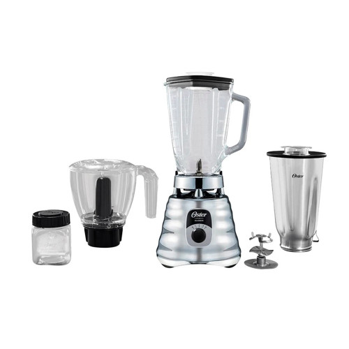 LICUADORA CLASICA CROMADA OSTER VASO DE VIDRIO 1.25LTS 3 VEL CON ACCESORIOS 700 WATTS (BLST4129-013)