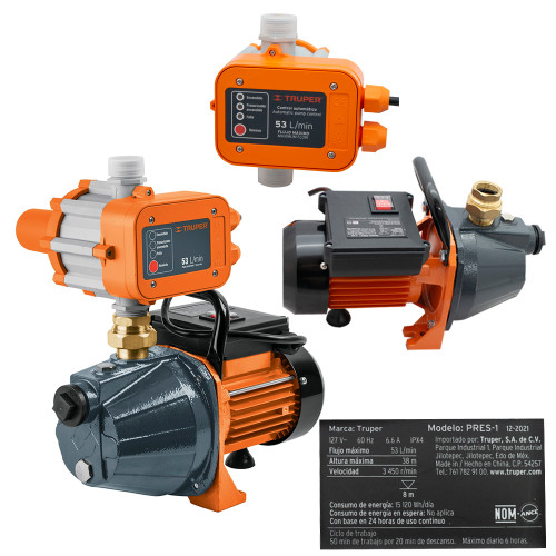 BOMBA PRESURIZADORA TIPO JET TRUPER 1 HP PRES-1 19397 (BOOSTERTRU1HP)