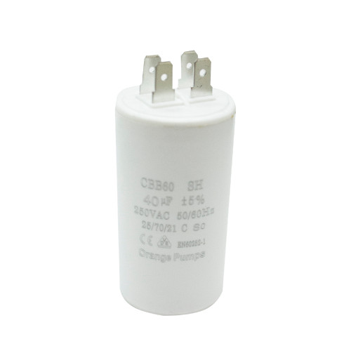 CAPACITOR 40 MF  250 VCA REDONDO PLASTICO T/CONTINUO (CAP40MF250)