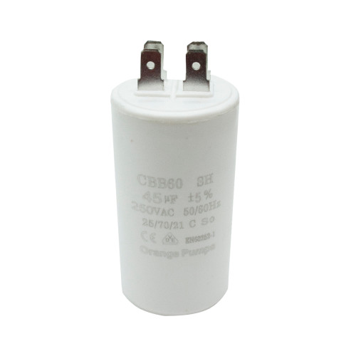 CAPACITOR 45 MF  250 VCA REDONDO PLASTICO T/CONTINUO (CAP45MF250)