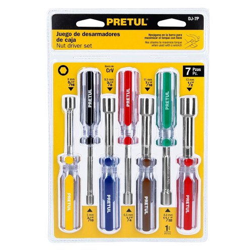 Juego de 7 desarmadores de caja mango de PVC, Pretul 20420 (DJ-7P)