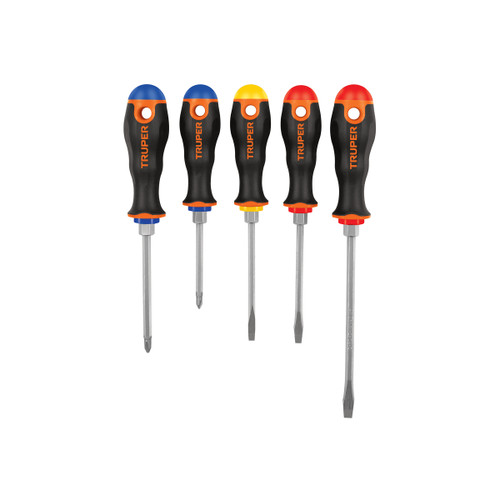 Juego de 5 desarmadores mango COMFORT GRIP, Truper DTJ-5B (DTJ-5B)
