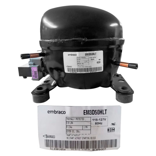 COMPRESOR 1/6 P 1/5 R134A 127V 60 HZ ALTA EFICIENCIA COMPATIBLE EMYS60HEP EM55HNX EMI55HER   EM2U50HLP (EM3D50HLT)