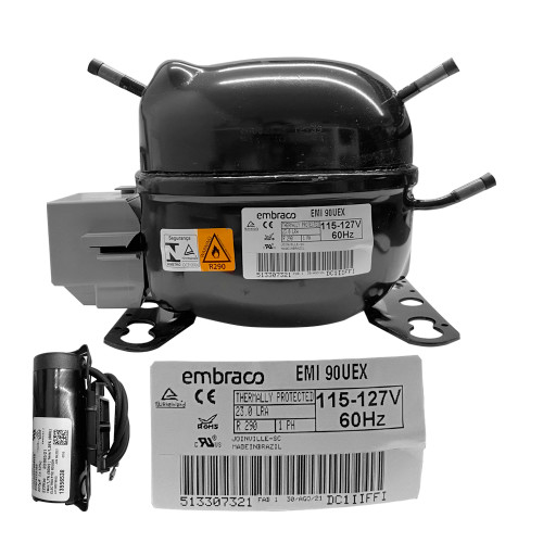 COMPRESOR 1/4+ 1/3L HP R290 115-127V 60Hz BAJA/MEDIA PRESION DE RETORNO EMBRACO (EMI90UEX1)