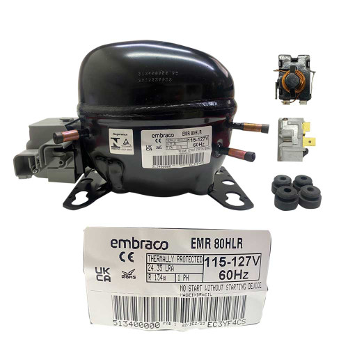 COMPRESOR 1/4+ R/DOM/COMERCIAL 134a 115v 60Hz   EMBRACO w910010024  EM2Z80HLT FFU70HAK USAR EM3Z80HLT EGAS80HLRLAR (EMR80HLR)