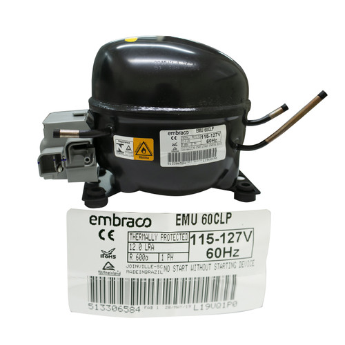 COMPRESOR 1/6 1/5 600a 115/127v 60Hz BAJO CONSUMO EMBRACO (EMU60CLP)