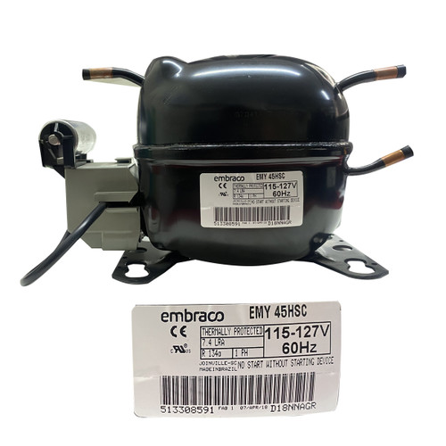 COMPRESOR 1/8HP 134a 127v 60Hz  BAJO CONSUMO EMBRACO TFS4F EMIS30HHR EMU45HSC EMU45HER EMI40HNR DK25BZ (EMY45HSC)
