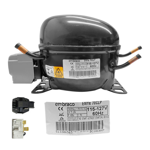 COMPRESOR 1/5+ 1/4L 600a 115/127v 60Hz BAJO CONSUMO EMBRACO usar EM2Y60CLC (EMYE70CLP1)