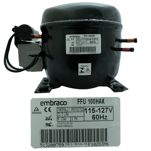 COMPRESOR 1/3  R134a 115-127 V-60 HZ BAJA/MEDIA PRESION DE OPERACION DE RETORNO FFUS100HAK1 EMBRACO (FFU100HAK-115)
