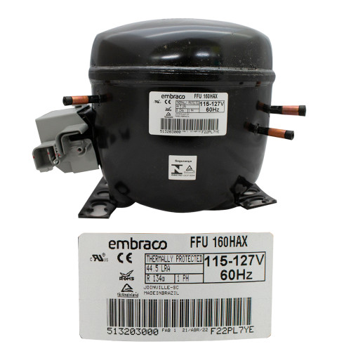 COMPRESOR 1/2 R134a 115-127 V-60 HZ MEDIA PRESION  OPERACION DE RETORNO EMBRACO FFU130HAX (FFU160HAX-115)