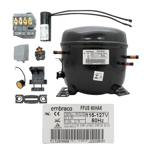 COMPRESOR 1/4 R134a 115-127V 60Hz BAJA/MEDIA PRESION DE RETORNO EMBRACO USAR EZS70HLP (FFUS80HAK-115)